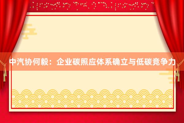 中汽协何毅：企业碳照应体系确立与低碳竞争力