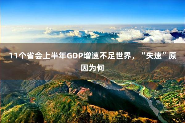 11个省会上半年GDP增速不足世界，“失速”原因为何